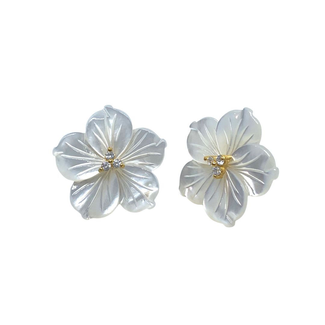 Carved MOP Flower, Round CZ Center GP