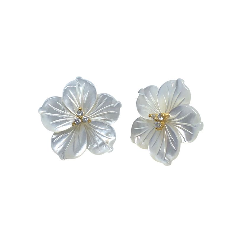 Carved MOP Flower, Round CZ Center GP