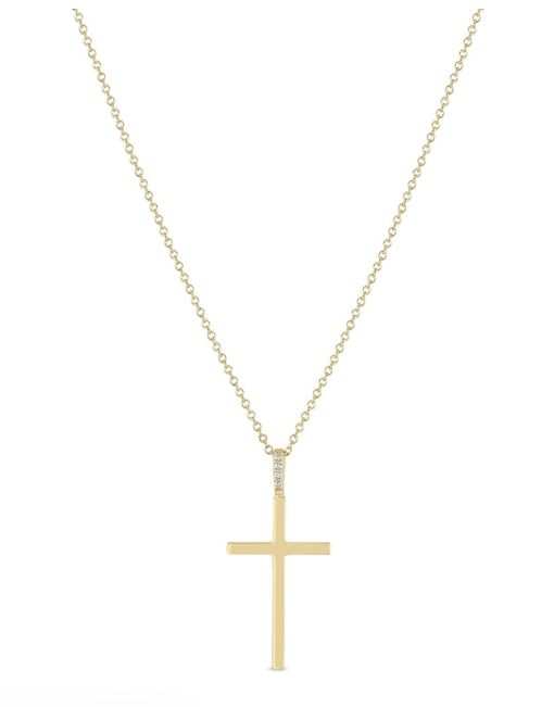 Necklace- 14k Lg Square Cross charm on chain