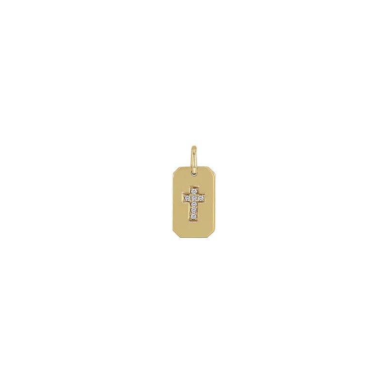 Charm- 14k Dog Tag with Pave Cross