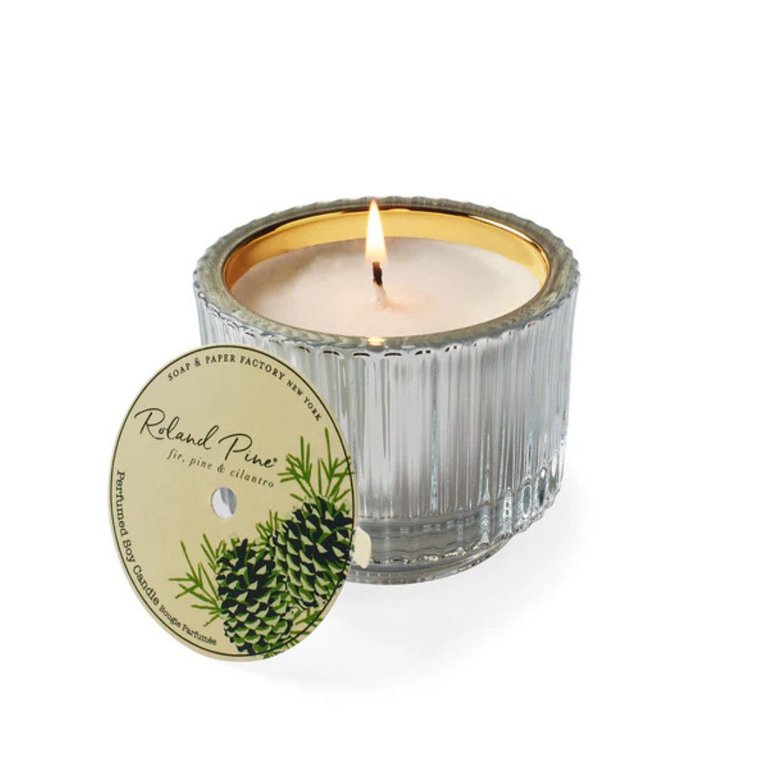 Roland Pine Silver/Gold Glass Candle