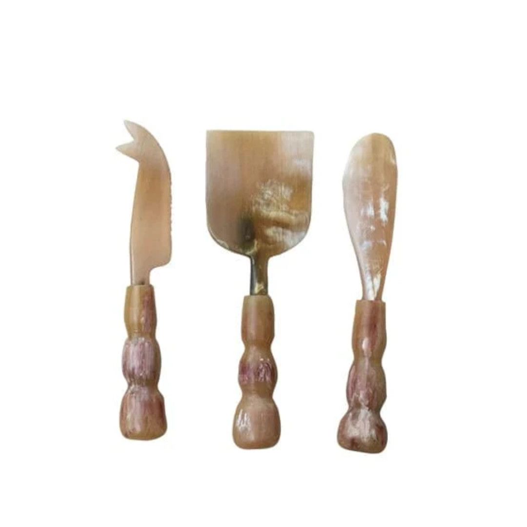 Natural Horn Cheese Servers, S/3