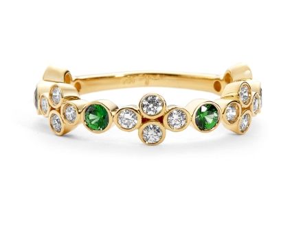 *18k Diamond &amp; Emerald Mogul Band -SATX