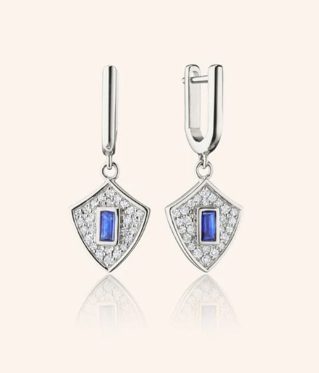 Earrings- SS White Sapphire Shield