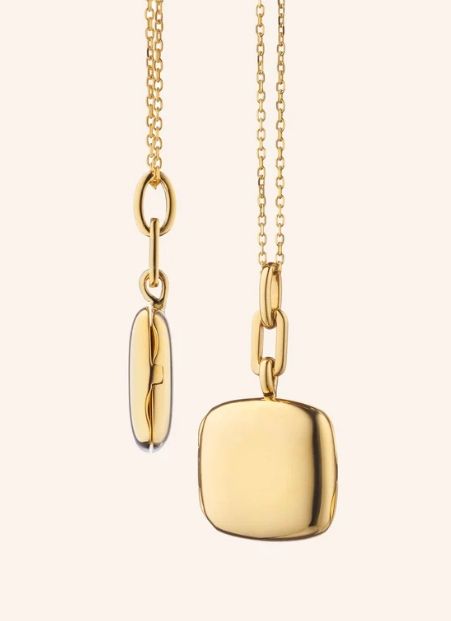 Necklace- 18k YG 1/2" Slim Viv Locket, 17" chain