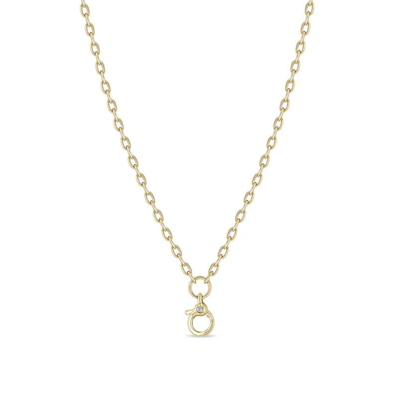 Necklace- 14k Dia Lobster Clasp Drop Sq Chain