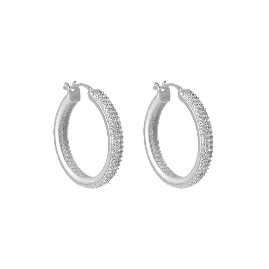 Giselle Pave Hoops- Silver