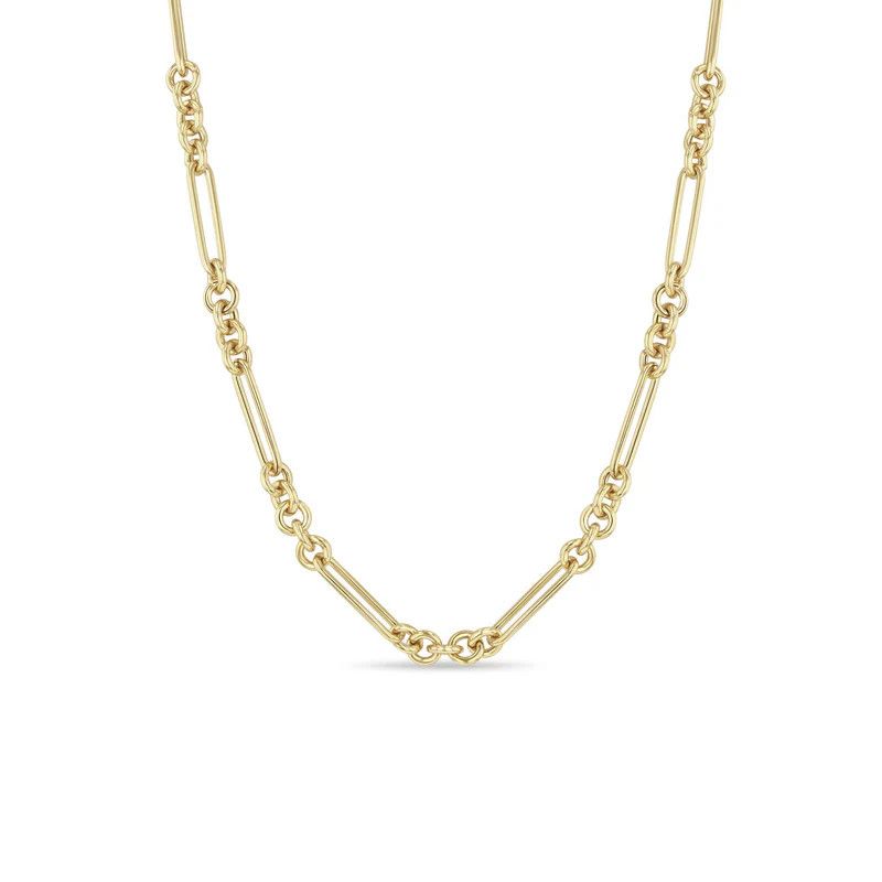 Necklace- 14k Lg Mixed Paperclip Rolo 18"