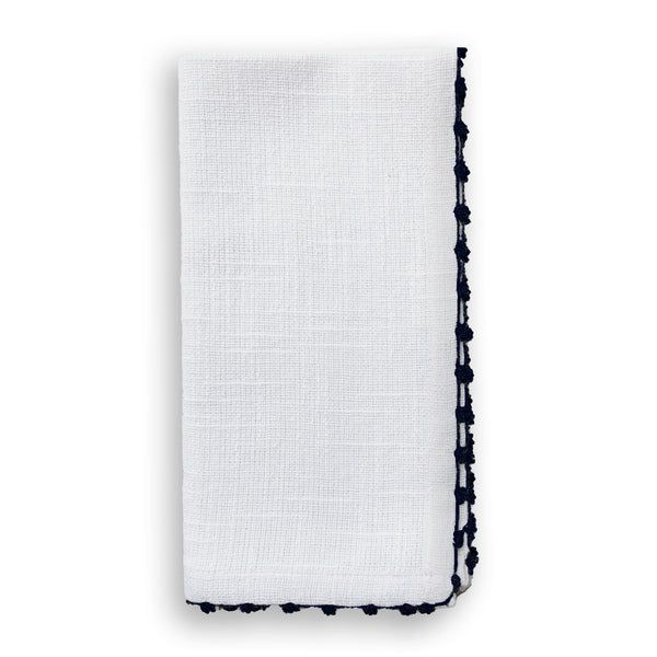 Knotted Edge Napkins S/4-, Color: Wht/Blk