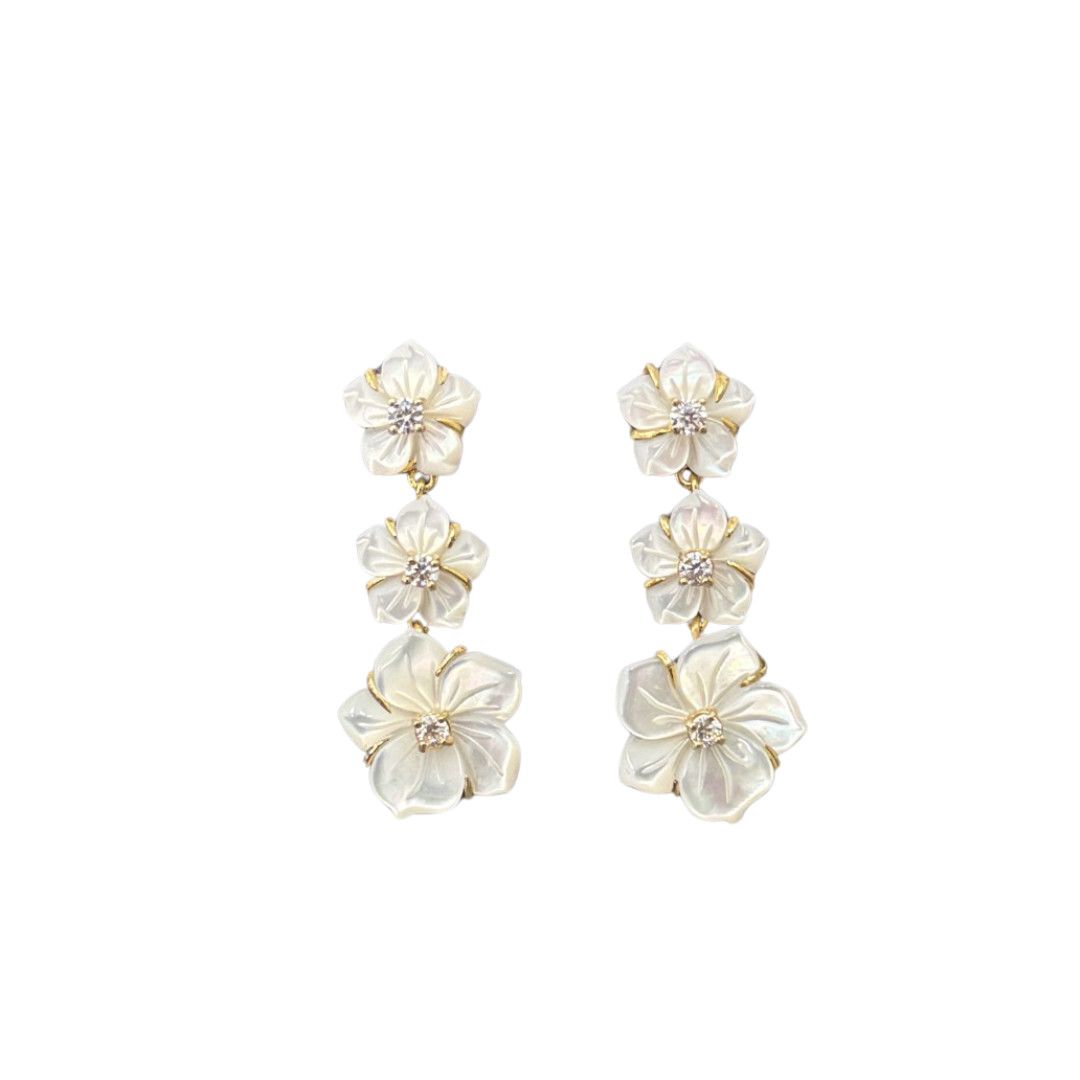 Sm Triple MOP CZ Drop Earrings GP