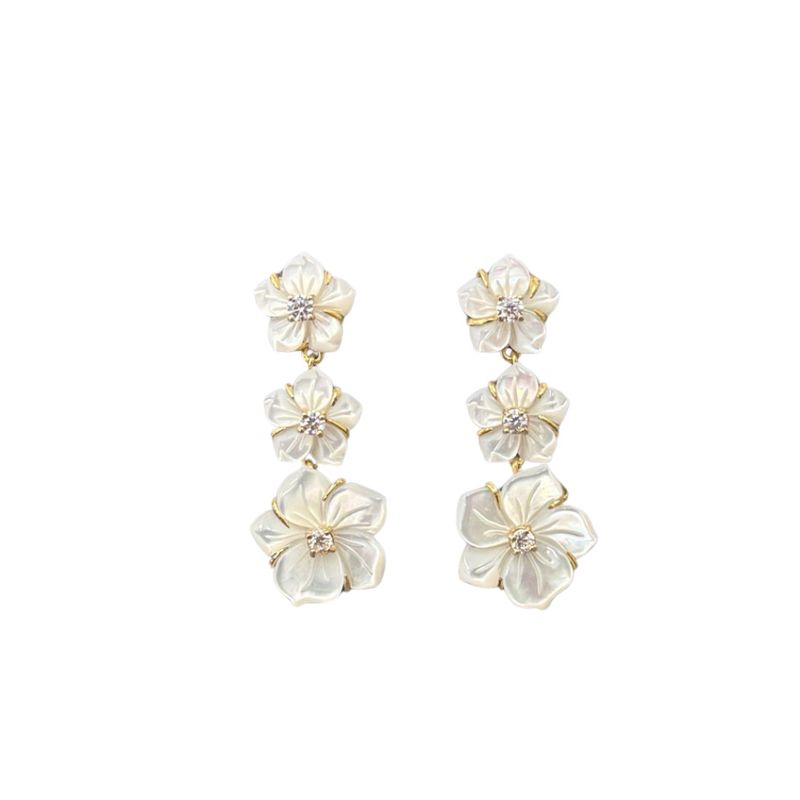 Sm Triple MOP CZ Drop Earrings GP