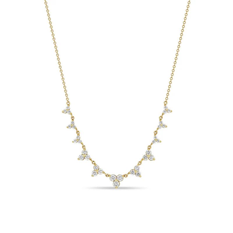 Necklace- 14k 11 trios .78ct