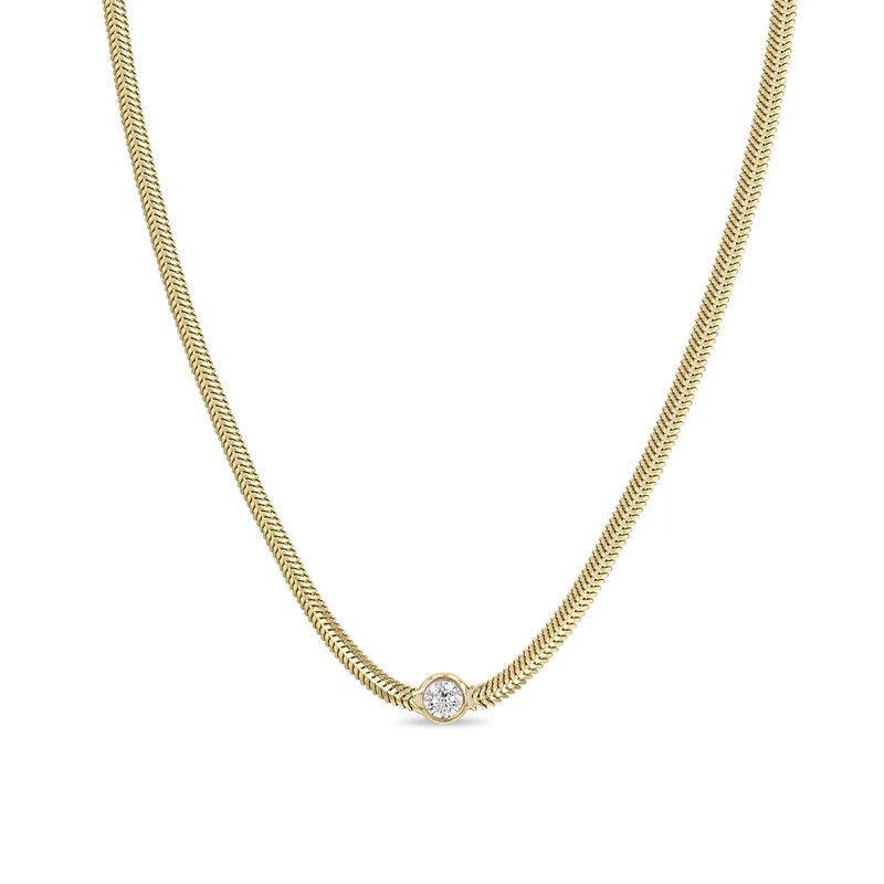 Necklace- 14k .2ct dia/snake chain