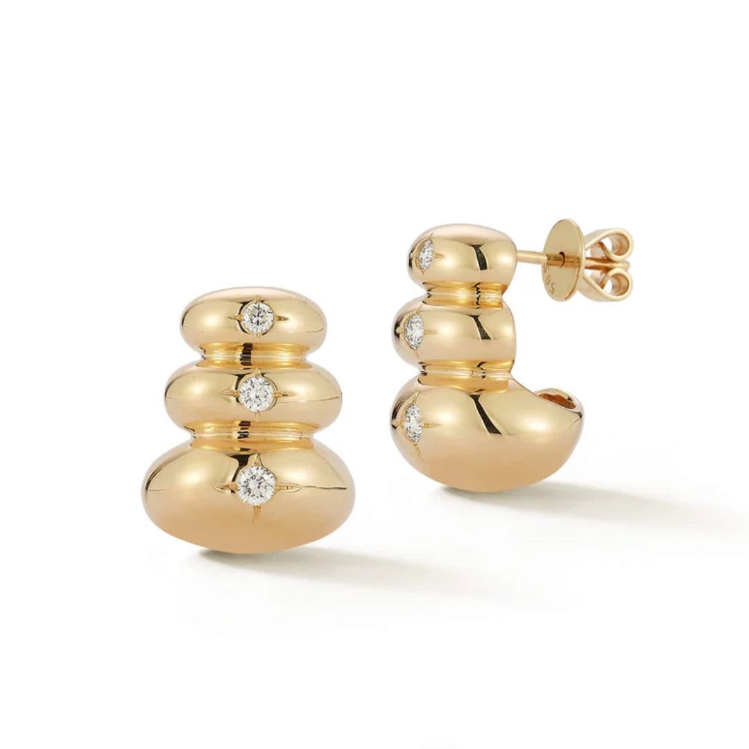 Earrings- Cyn. Rose Stacked 14kYG