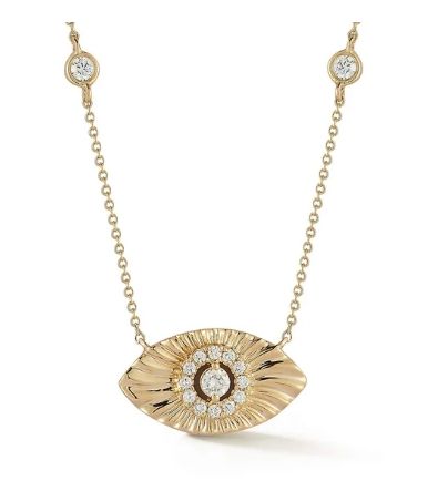 Necklace- Teddi Paige Evil Eye 14k YG, 16-18"