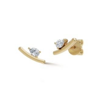 Earring- Taylor Elaine Curved Bar Stud YG