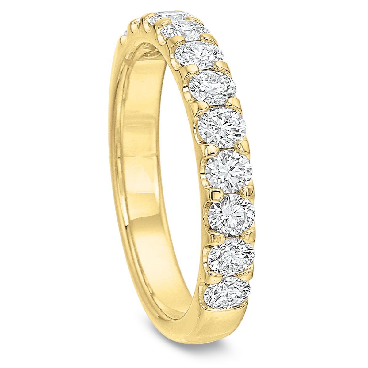 CF Band, Prg Set, Rnd, Half, 18k YG, 1.05ct