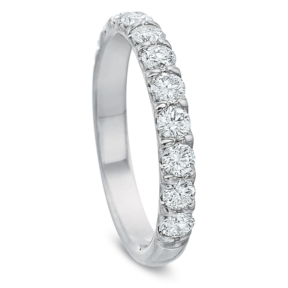 CF Band- Prg Set, Rnd, Half, Plat, .82ct