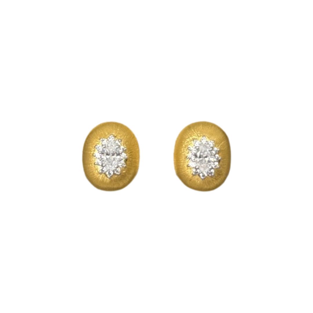 Oval CZ Halo Stud, G &amp; RP