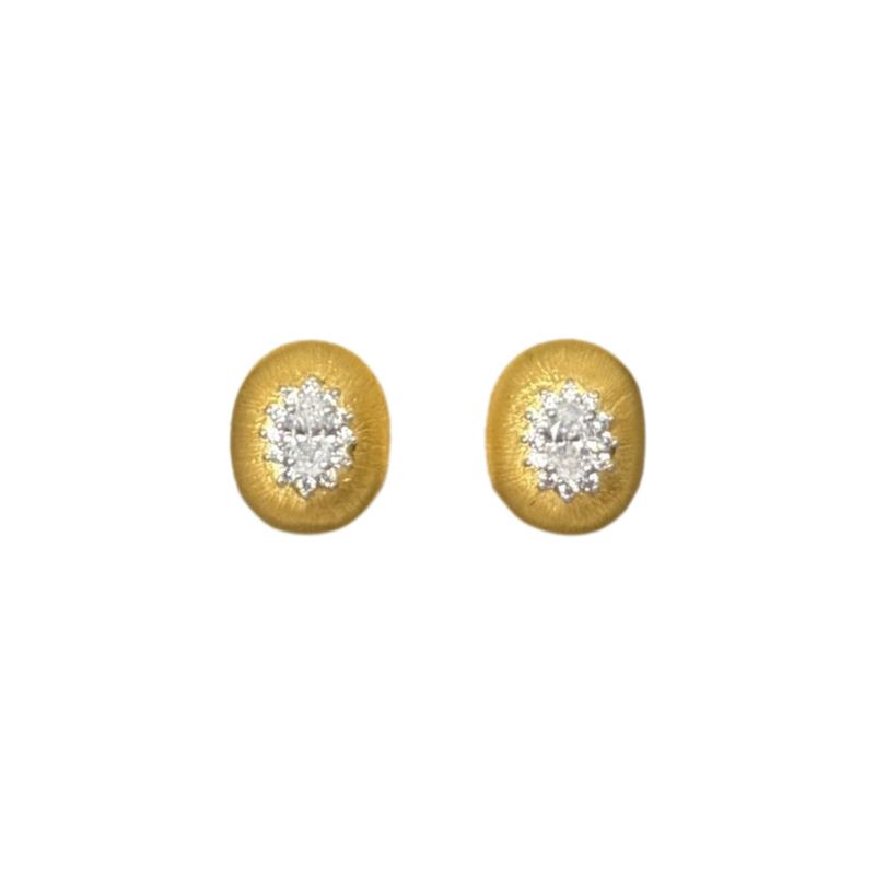 Oval CZ Halo Stud, G &amp; RP