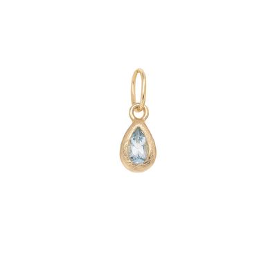 Charm- Boulder Pear Aquamarine 18k