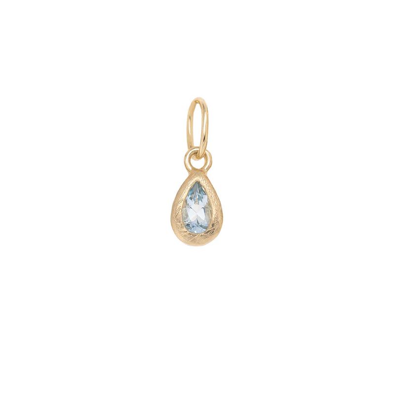Charm- Boulder Pear Aquamarine 18k