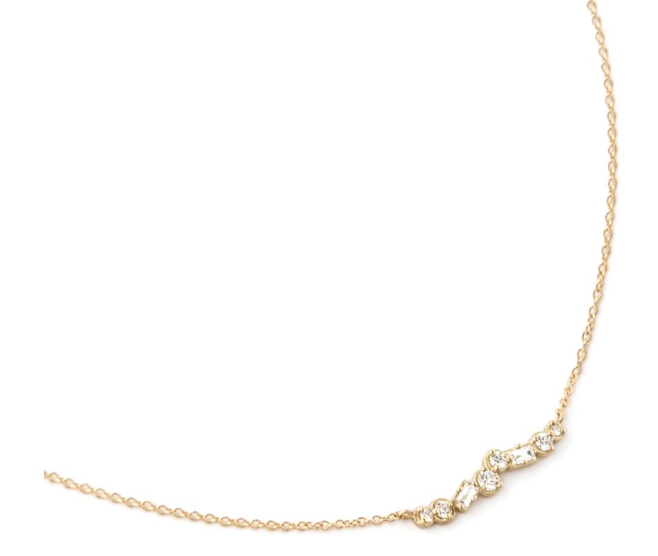 Necklace- Lg Cascade Diamond Bar 18k, 16-18"
