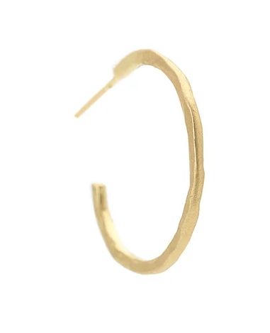 Earrings- Med Hammered Hoop 18k