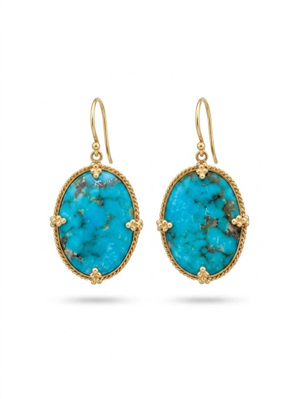 Earrings- OAK Turq. 19.6ct, 18k