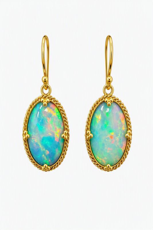 Earrings- OAK Opal, 7.03 ct, 18k Earrings- OAK Opal, 7.03 ct, 18k