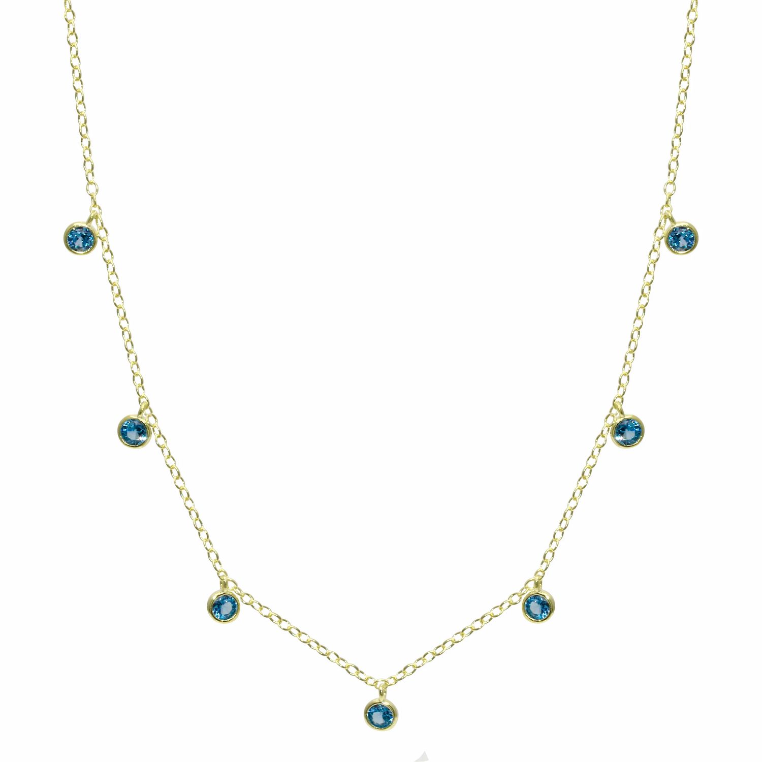 Necklace- Dangling Bezel Aqua