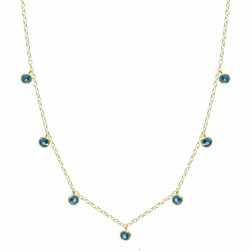 Necklace- Dangling Bezel Aqua