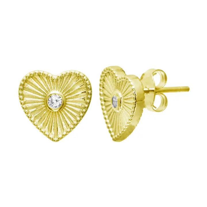 Earrings- Fluted Heart Stud