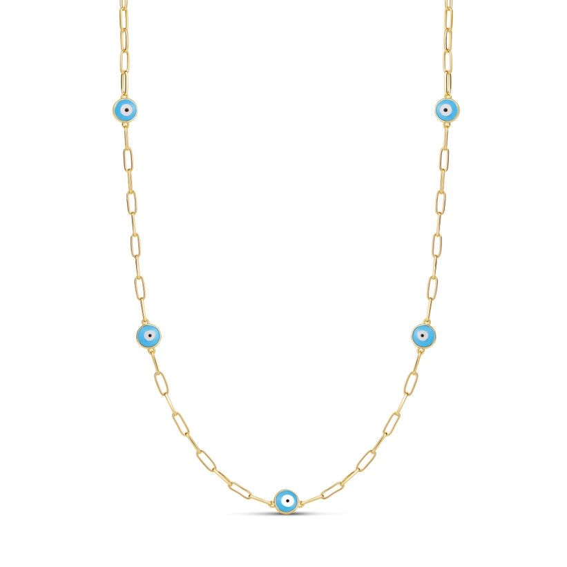 Necklace- Evil Eye Paperclip