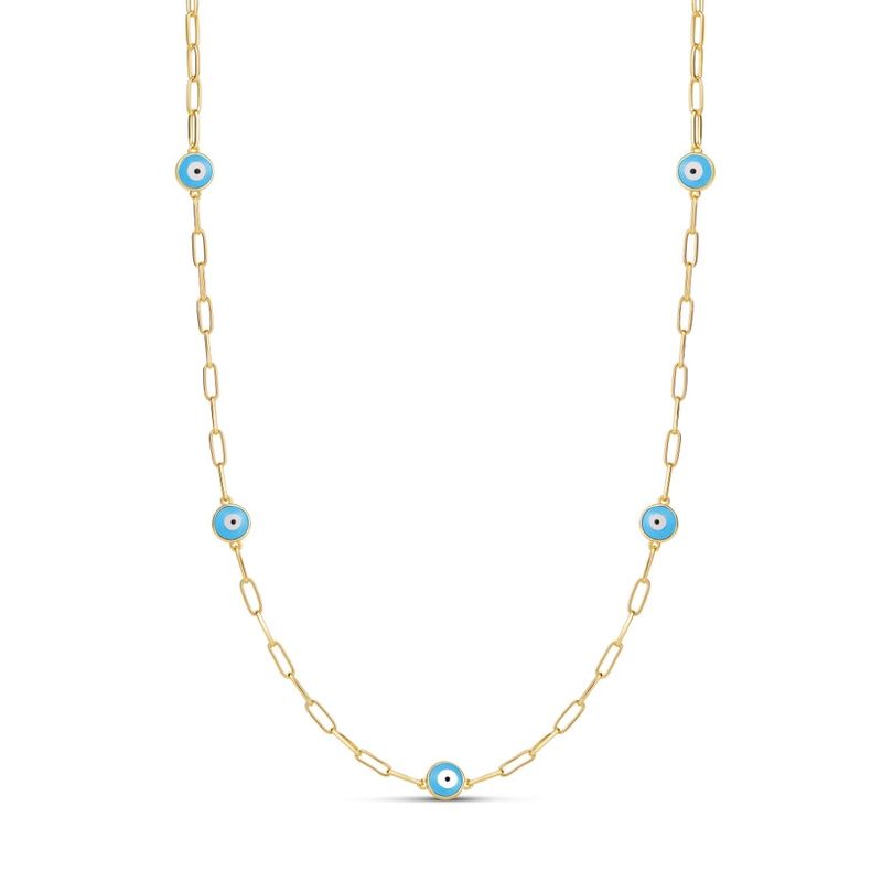 Necklace- Evil Eye Paperclip