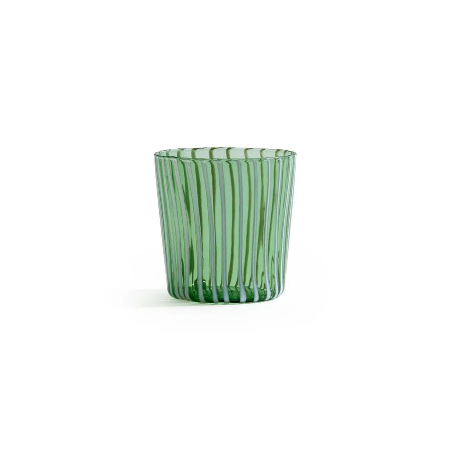 Marina White Stripe Glass- Green