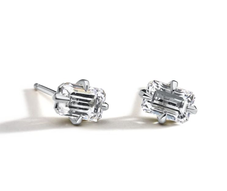 Emerald Cut Studs, LAB 2ct Plat