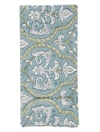Napkin S/4- Block Print, Aqua