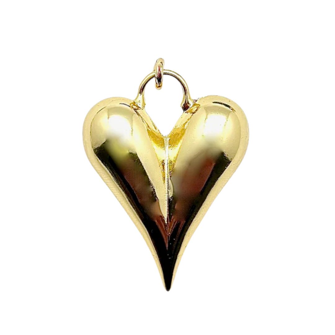 Charm- Elongated Puffy Heart