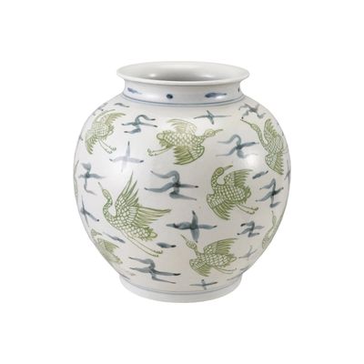 Crane Vase, Grn/Blue