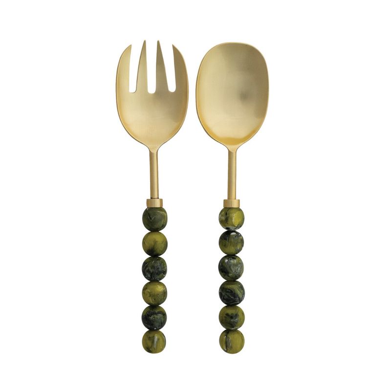 Salad Servers, Resin Balls, Grn