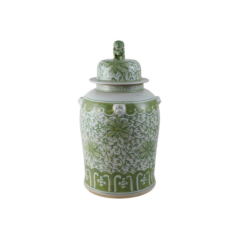 Ginger Jar, Grn Floral, Foo Dog