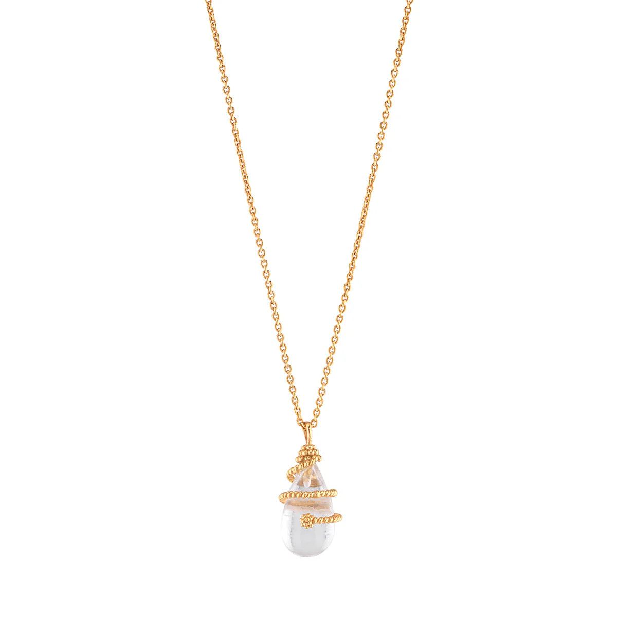Lily Charm Necklace- Quartz