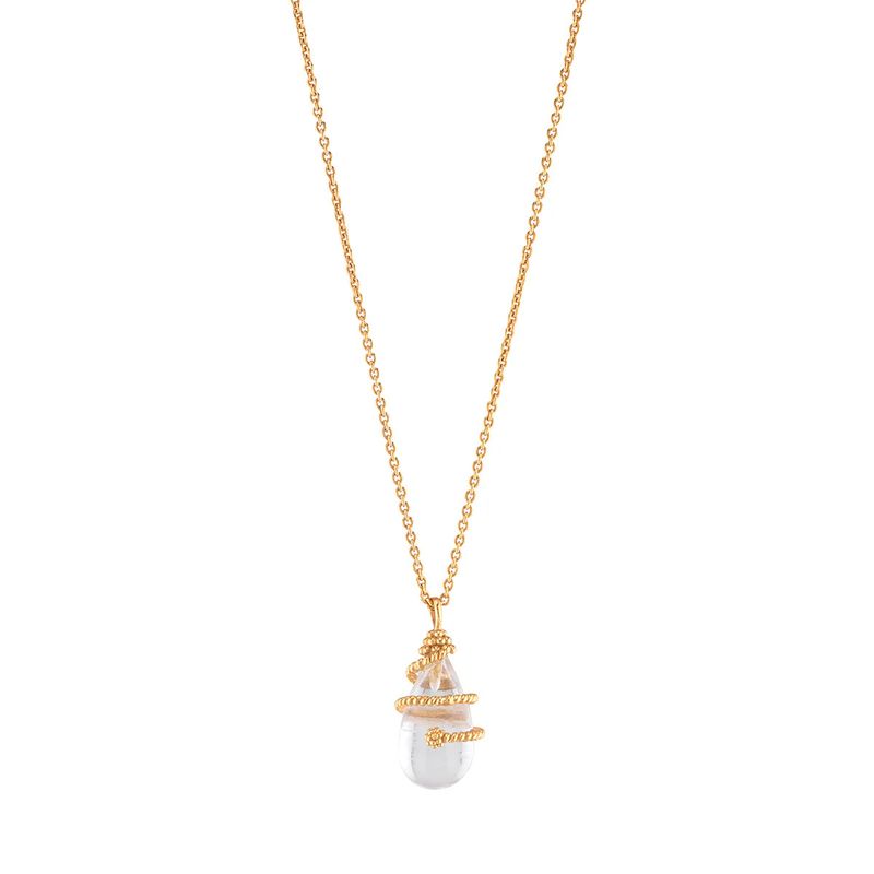 Lily Charm Necklace- Quartz