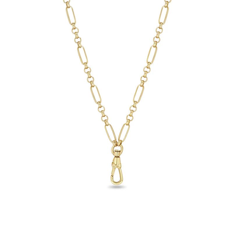 Necklace- 14k Mixed PC / Rolo Chain, w. Fob