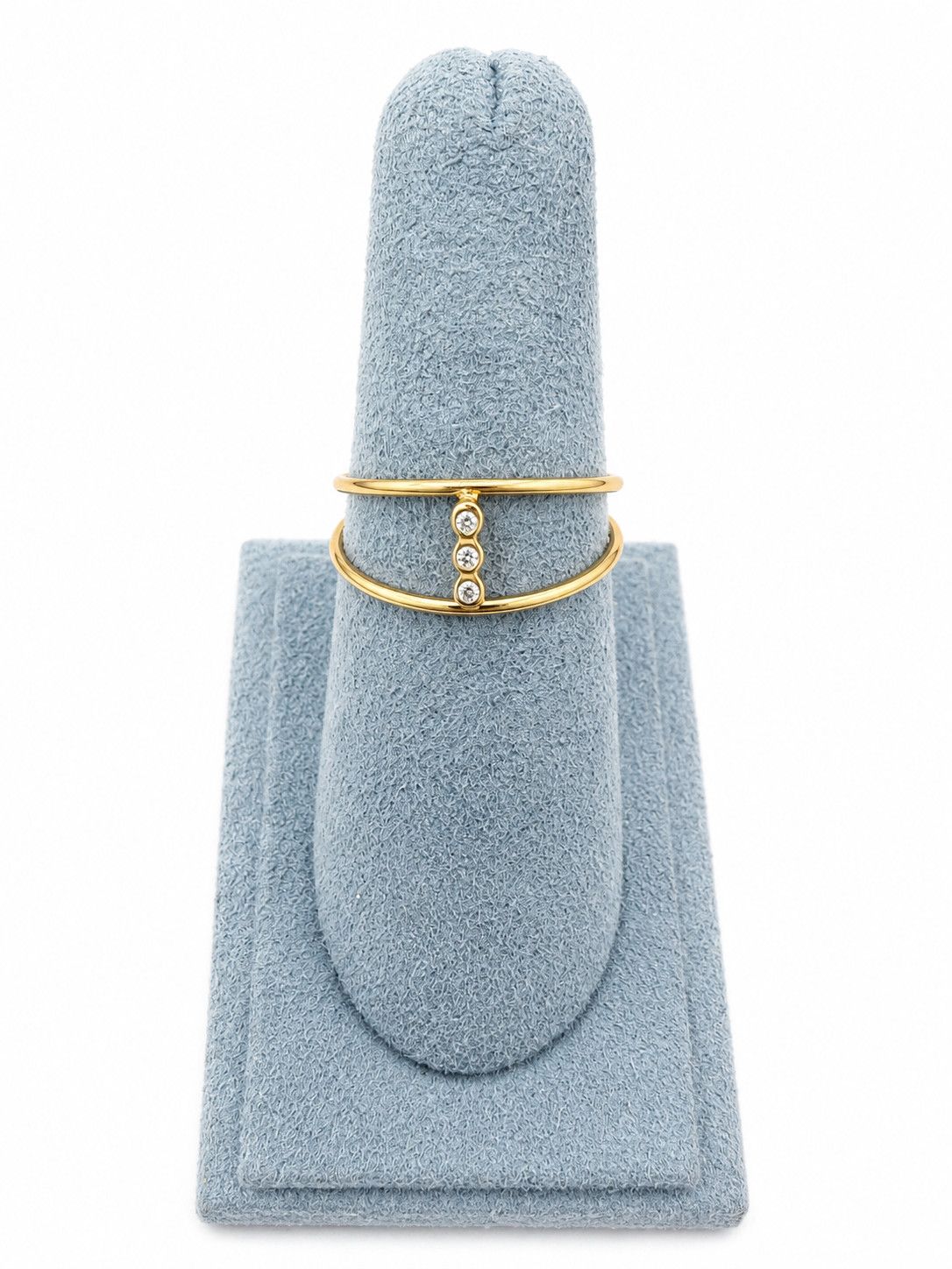 Ring- 14k 2 Band 3 Bezel Set Dia