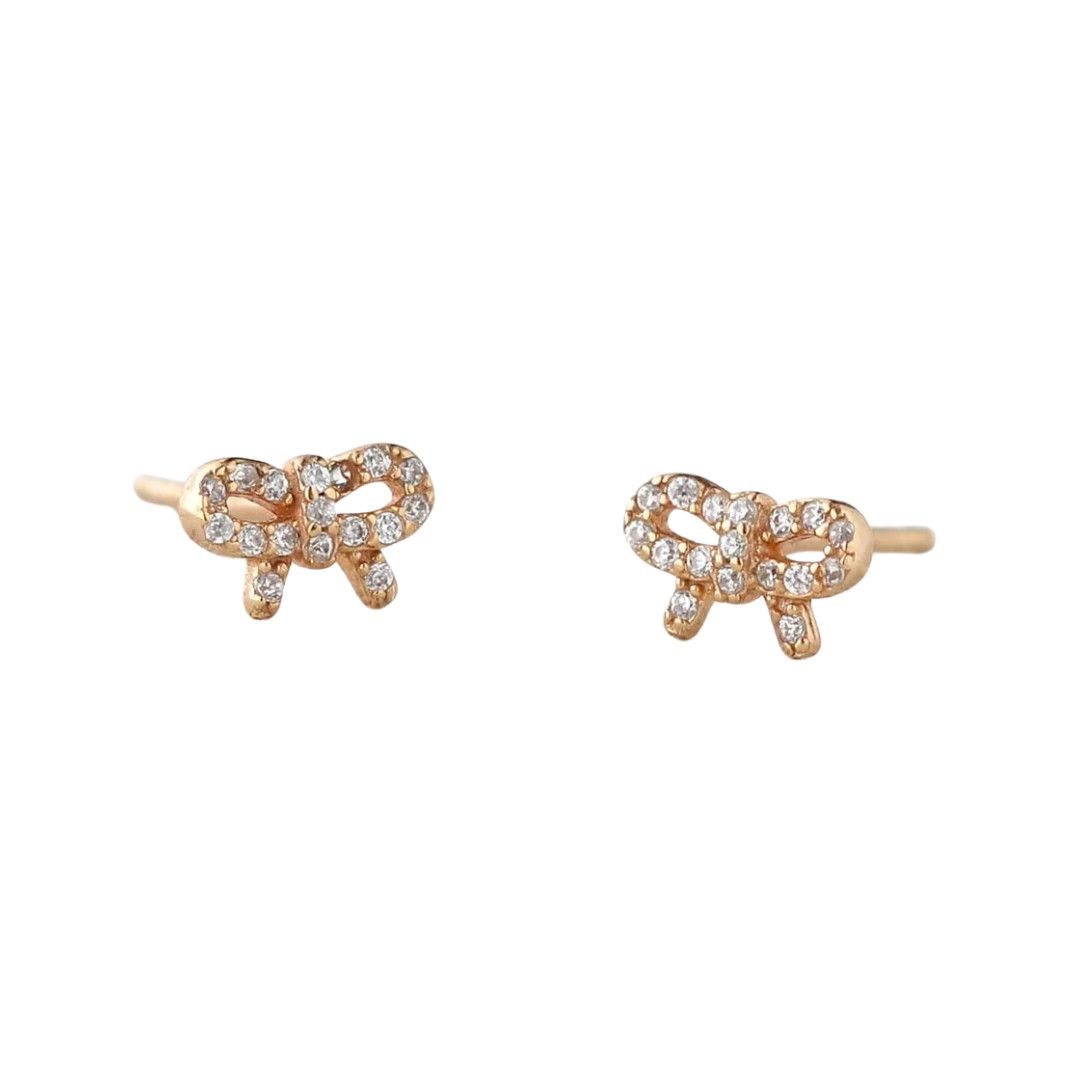 Earrings- Bow w Crystals Stud GV