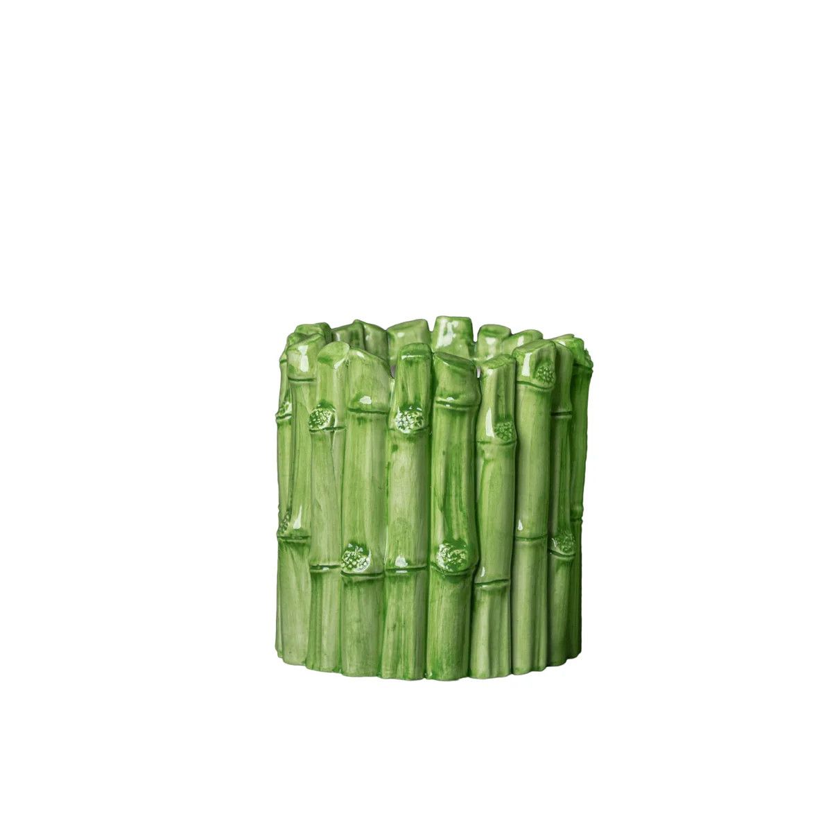 Bamboo All Around Vase, Sm Grn