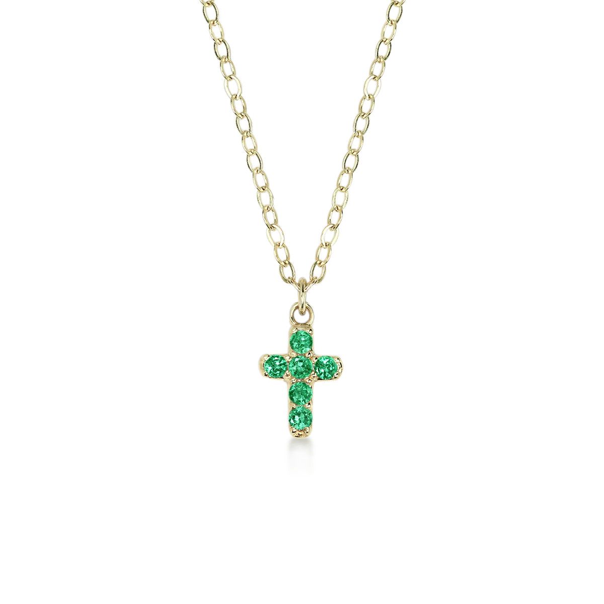 Lois Cross Necklace in Emerald