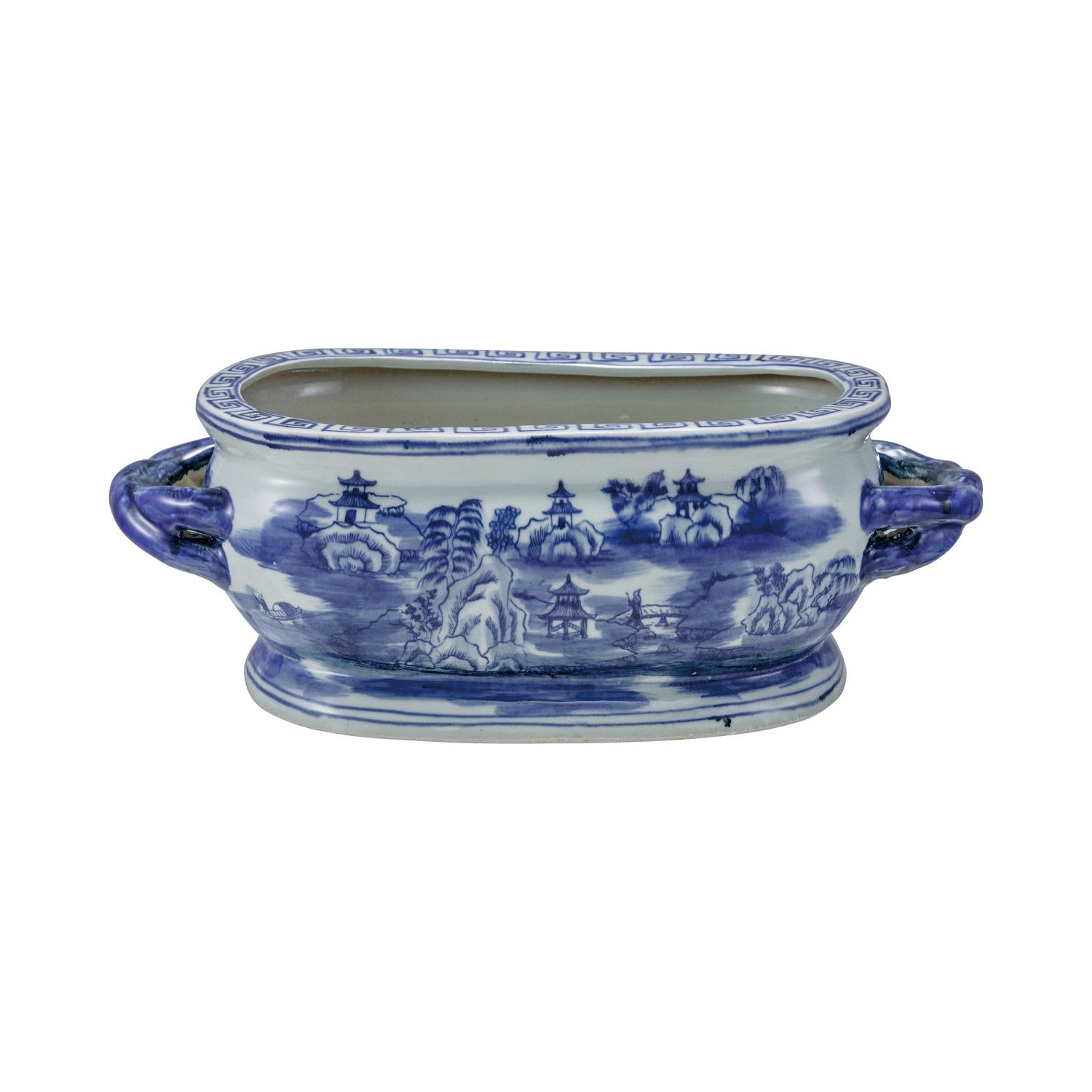 Oval Stoneware Planter w Handles